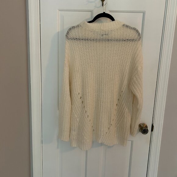 American Eagle Crochet Oversized Sweater Cream - Picture 5 of 5